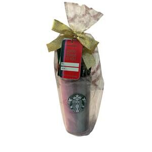 NEW Starbucks Tumbler Holiday Christmas Red Green 16oz 2021 Straw Gift Tag